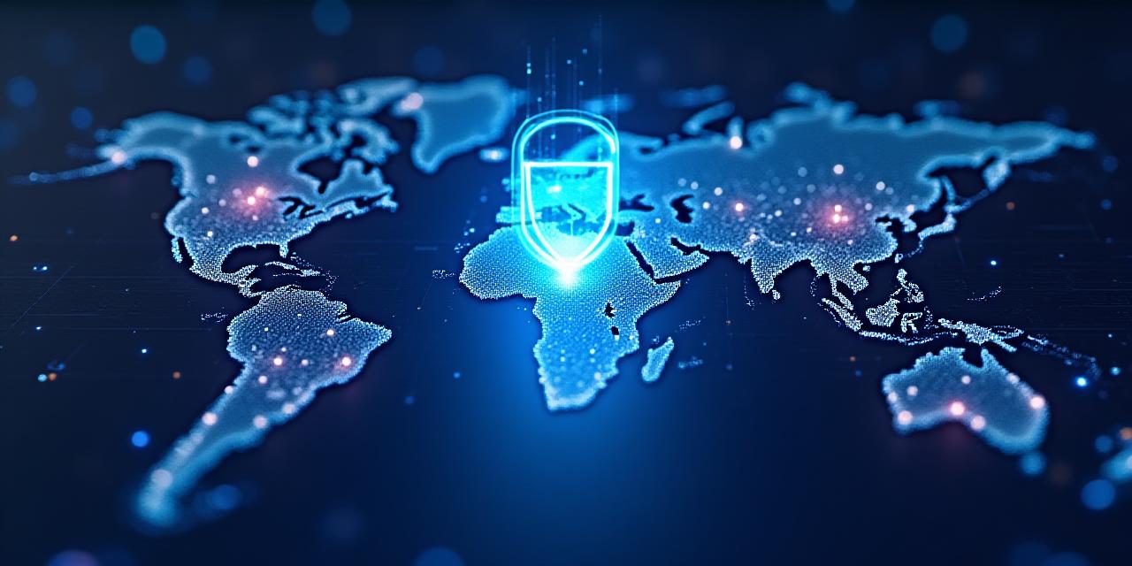 Abstract digital security and global logistics web